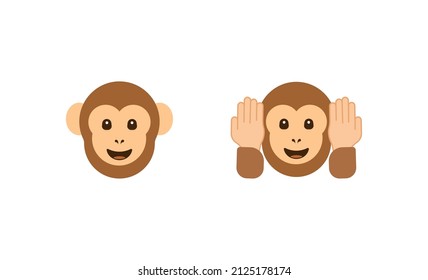 Monkey face vector isolated icon. Emoji illustration. Monkey vector emoticon. Hear no evil monkey vector flat icon. Isolated monkey head emoji illustration