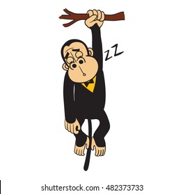 monkey fall as sleep on tree vector
