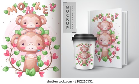 Monkey family poster and merchandising