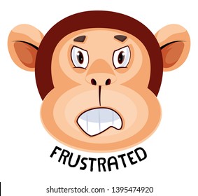 El mono se siente frustrado, ilustración, vector sobre fondo blanco.