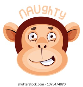 Monkey is feeling naughty, illustration, vector on white background.