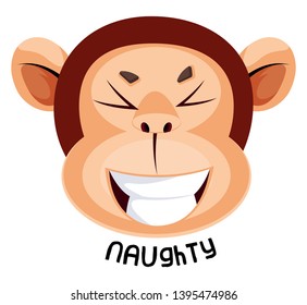 El mono se siente travieso, ilustración, vector sobre fondo blanco.