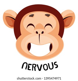 Monkey is feeling nervous, illustration, vector on white background.