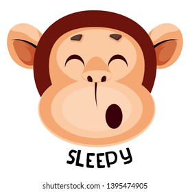 Monkey is feeling sleepy, illustration, vector on white background.
