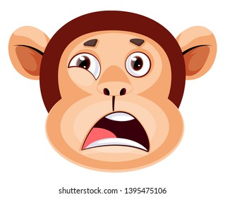 El mono se siente estresado, ilustración, vector sobre fondo blanco.