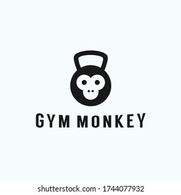 monkey fitness logo design vector illustration on white background