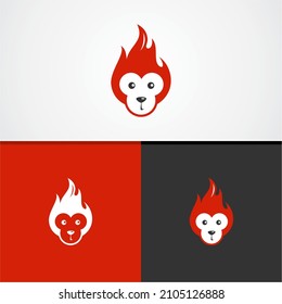 Monkey flame simple mascot logo. Vector image