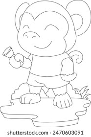 Monkey Flashlight Animal Vector Graphic Art Illustration