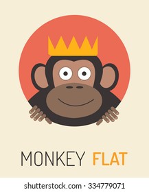 monkey flat, color symbol of the animal
