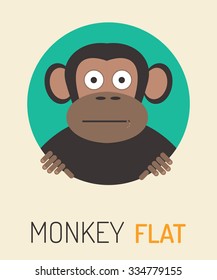monkey flat, color symbol of the animal
