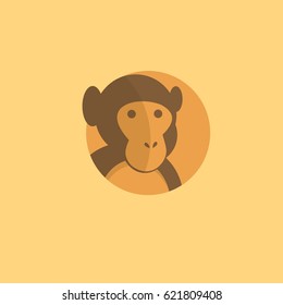 Monkey flat design logo with orange background