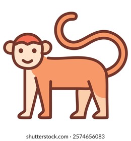 Monkey flat icon. Animal vector illustration isolated on white. Cute ape gradient style design, designed for web and app.