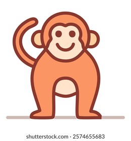 Monkey flat icon. Brown chimpanzee isolated vector illustration on white background.