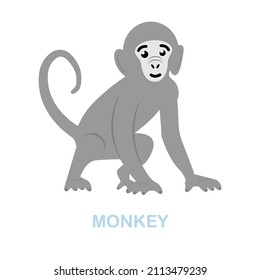 Monkey flat icon. Colored element sign from wild animals collection. Flat Monkey icon sign for web design, infographics and more.