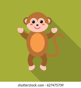 Monkey flat icon. Illustration for web and mobile design.