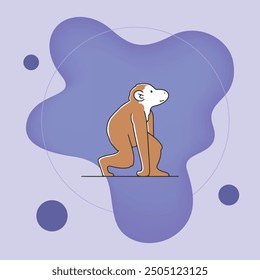 Monkey flat vector illustration. Human evolution, animal, zoo concept for banner, web design