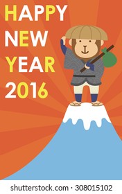 Monkey and Fuji / 2016 new year card