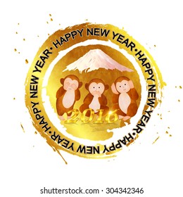 Monkey Fuji New Year's card 