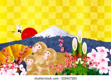 Monkey Fuji New Year's card background