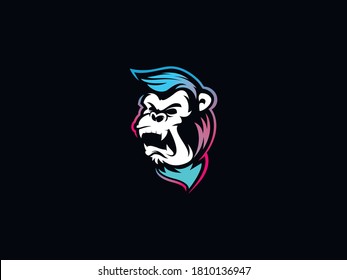 Monkey funky logo design inspiration. Vector illustration of Angry monkey funky