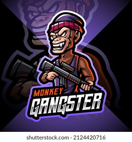 Monkey Gangster Esport Mascot Logo Design