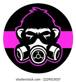 Monkey with gas mask for esport and gamers logo mascot