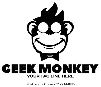 Monkey Geek. Monkey Vector Logo Design