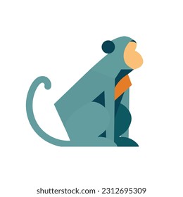 Monkey geometric abstract logo isolated on a white background, vector illustration