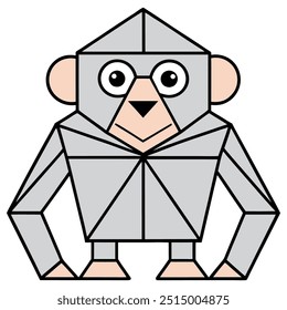 Monkey in geometric shapes on white