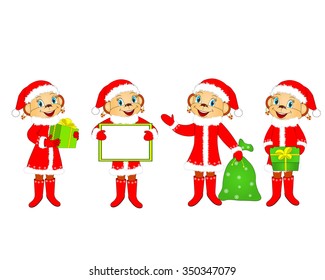  monkey with gifts, symbol of the year, illustration, vector