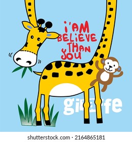 Monkey giraffe cartoon vector design