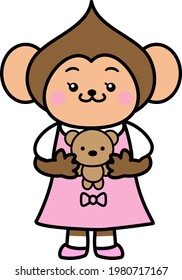 Monkey girl girl cute illustration material