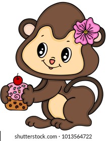 Monkey girl eating cupcake