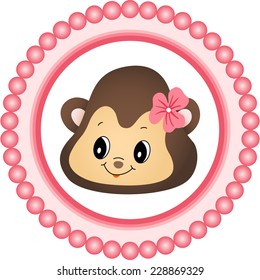 Monkey Girl Round Label 