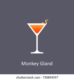 Monkey Gland cocktail icon on dark background in flat style