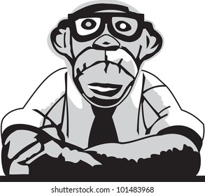 Monkey with glasses in business suit