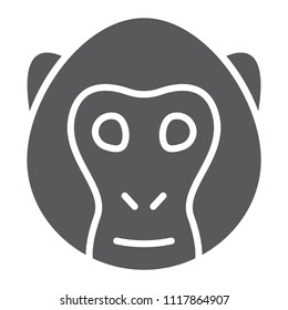 Monkey glyph icon, animal and zoo, simian sign vector graphics, a solid pattern on a white background, eps 10.