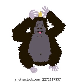 Monkey with gold crown on a head. 