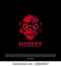 Monkey Gorilla Esport Gaming Mascot Logo Template Vector. Modern Head Monkey Logo Vector
