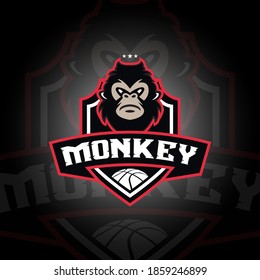 Monkey Gorilla Esport Gaming Mascot Logo Template Vector. Modern Head Monkey Logo Vector Art