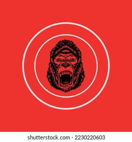 Monkey Gorilla Esport gaming mascot logo template Vector. Modern Head Monkey Logo Vector