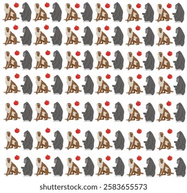 monkey, gorilla with fruit as a pattern background