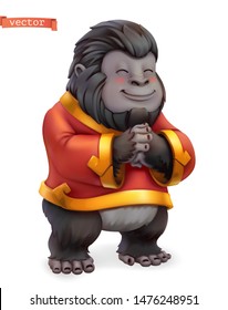 Monkey, gorilla. Funny animal in the Chinese zodiac, Chinese calendar, 3d vector icon