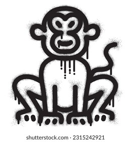 Monkey graffiti with black spray paint