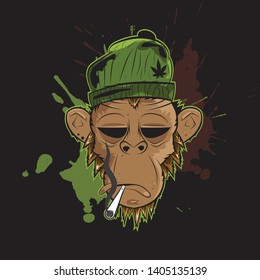 Monkey With Green Hat Smoke