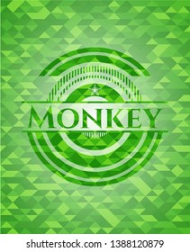 Monkey green mosaic emblem. Vector Illustration. Detailed.