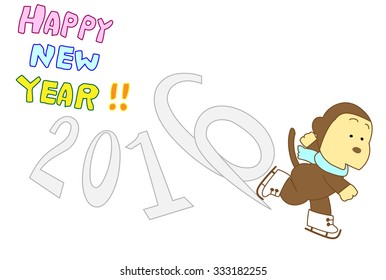 Monkey greeting card. "happy new year". 