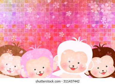 Monkey greeting cards background