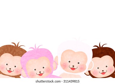 Monkey greeting cards background