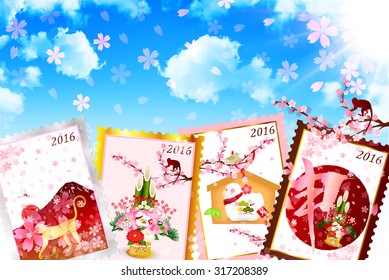 Monkey greeting cards background